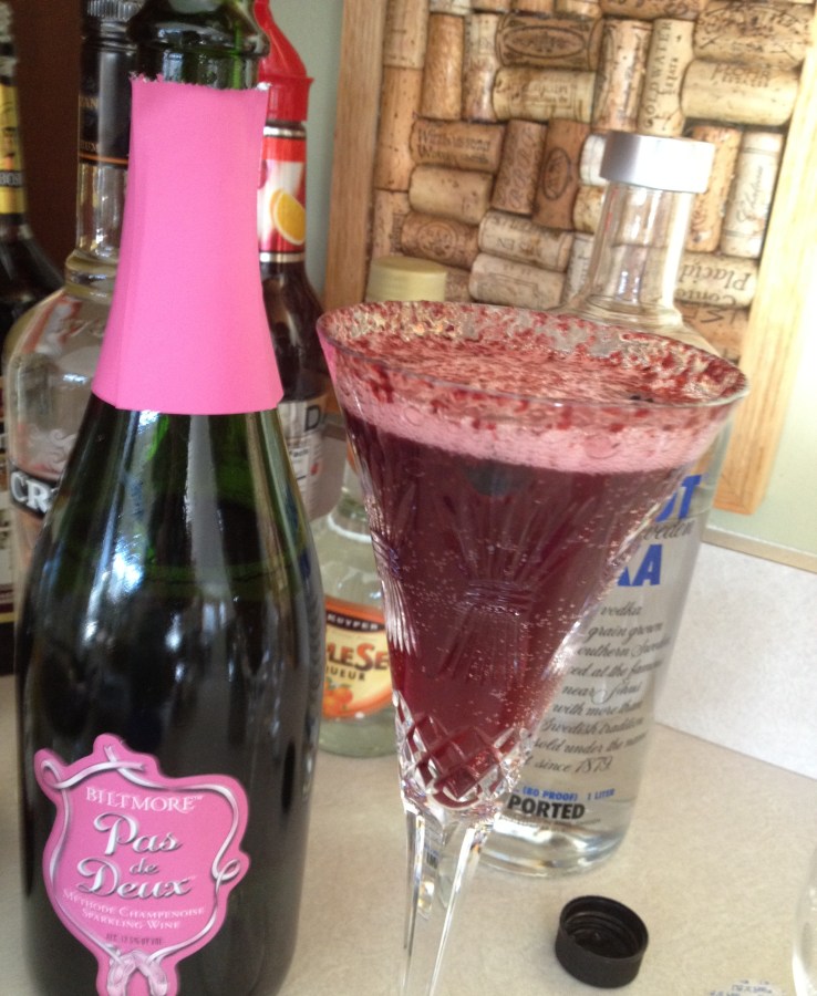 Biltmore Blackberry Bellini in Waterford Flute
